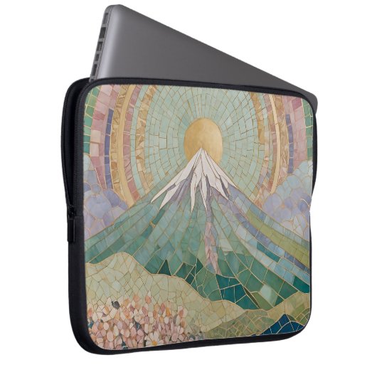 Ätherisches Blut: Pastellmosaikaner Vulkan im Früh Laptopschutzhülle (Vorne Rechts)