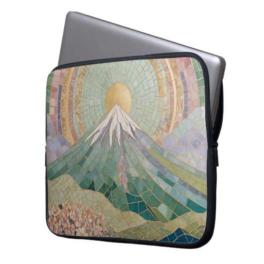 Ätherisches Blut: Pastellmosaikaner Vulkan im Früh Laptopschutzhülle (Vorderseite Links)