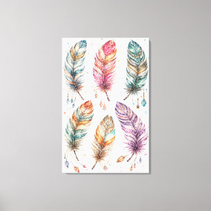 Ätherisches Bohemien-Feder-Clipart-Set Leinwanddruck