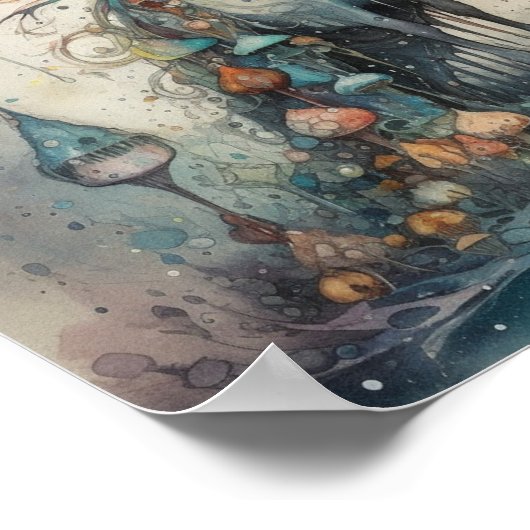 Ätherisches Einhorn mit mystischen Pilzen Poster (Ecke)