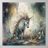 Ätherisches Einhorn mit mystischen Pilzen Poster (Vorne)