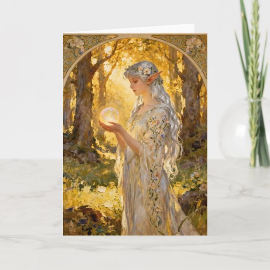 Ätherisches Elfenmädchen im Jugendstil Karte (Vorderseite)