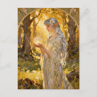 Ätherisches Elfenmädchen im Jugendstil Postkarte