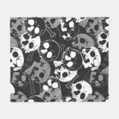 Ätherisches Enigma: Gemustertes Schädeldesign Fleecedecke (Vorderseite (Horizontal))