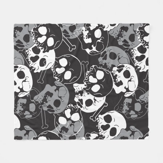 Ätherisches Enigma: Gemustertes Schädeldesign Fleecedecke (Vorderseite (Horizontal))