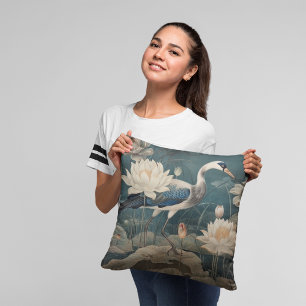 Ätherisches Feuchtgebiet & Blau Reiher Lotus Studi Kissen