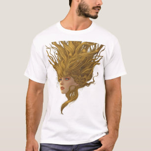 Ätherisches Goldenes Göttinnen-Portrait Grafik T-S T-Shirt