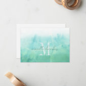 Ätherisches grünes Aquarellfarbenmonogramm Mitteilungskarte (Vorderseite/Rückseite Beispiel)
