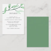 Ätherisches grünes WEDDING Hotel Details Unterkunf Begleitkarte (Vorne/Hinten)