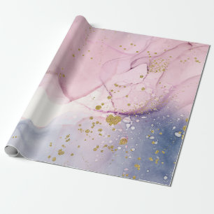 Ätherisches Immergrün-Rosa und Gold Inky Fantasy-P Geschenkpapier