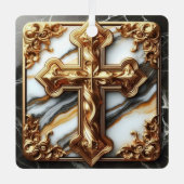 Ätherisches Kreuz aus weißem Marmor Ornament Aus Metall (Vorderseite)