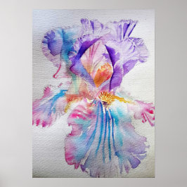 Ätherisches Lila Iris Floral Watercolor Poster