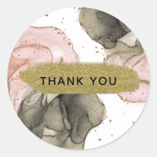 Ätherisches Moody Rosa Schwarz Gold Tintenartige F Runder Aufkleber