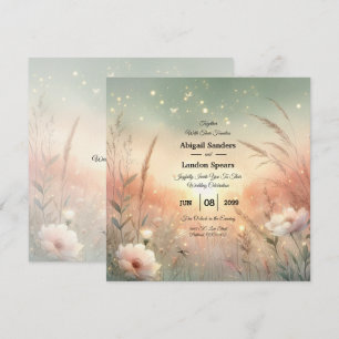 Ätherisches Pastell-Wildblumenfeld-Hochzeit Einladung