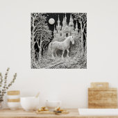 Ätherisches Pferd und verzaubertes Schloss Poster (Küche)