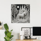 Ätherisches Pferd und verzaubertes Schloss Poster (Heimbüro)