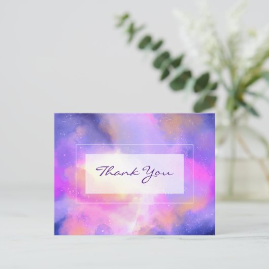 Ätherisches Raumdesign in Lila und rosa Vielen Dan Postkarte (Stehend Vorderseite)