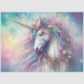 Ätherisches Regenbogen-Einhorn-Porträt-Decoupage Seidenpapier (Vorderseite)