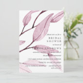 Ätherisches Rosa | Brautparty Hochzeit mit Leafy Einladung (Stehend Vorderseite)