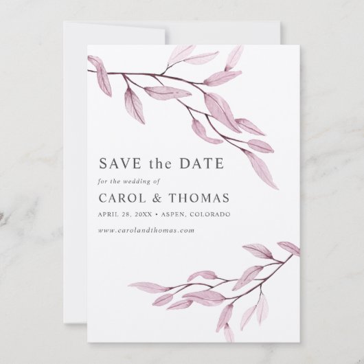 Ätherisches Rosa | schick VERTICAL Save the Date Einladung (Vorderseite)