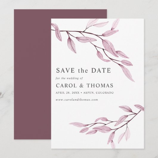 Ätherisches Rosa | schick VERTICAL Save the Date Einladung (Vorne/Hinten)