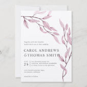 Ätherisches Rosa | Vertikale botanische Blätter Ho Einladung (Vorderseite)