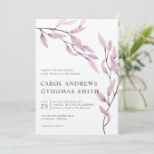 Ätherisches Rosa | Vertikale botanische Blätter Ho Einladung (Stehend Vorderseite)