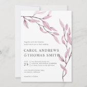 Ätherisches Rosa | Vertikale botanische Blätter Ho Einladung (Vorderseite)