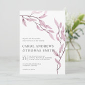 Ätherisches Rosa | Vertikale botanische Blätter Ho Einladung (Stehend Vorderseite)