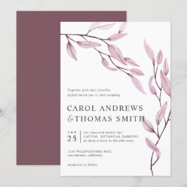 Ätherisches Rosa | Vertikale botanische Blätter Ho Einladung