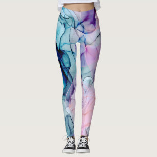Ätherisches Türkis Rosa Lila Tintenfarbener Modern Leggings