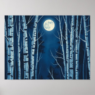 Ätherisches Winterleuchten: Vollmond erleuchtet Poster