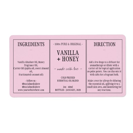 Ätheröl rosa Kosmetikflaschenhülle (Vorne)
