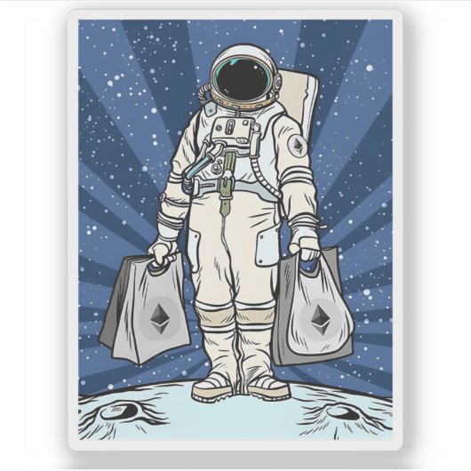 Ätherum zum Mond ETH Space Man Merch Aufkleber (Vorderseite)