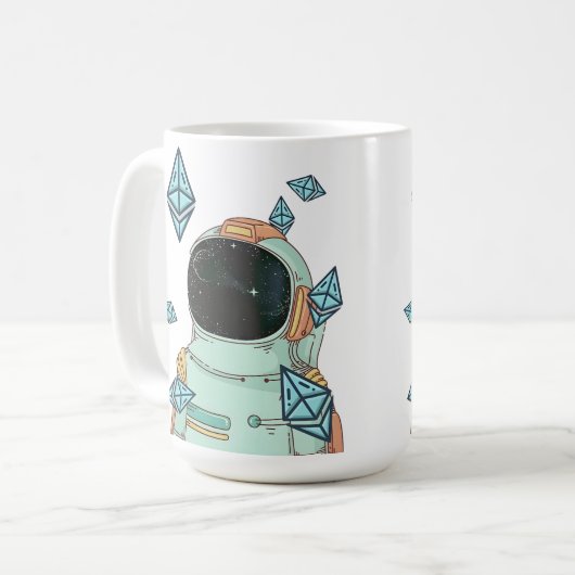 Ätherum zum Mond ETH Space Man Merch Kaffeetasse (Vorderseite Links)