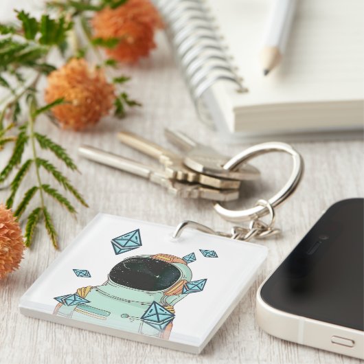 Ätherum zum Mond ETH Space Man Merch - Qr Code Schlüsselanhänger (Vorderseite rechts)