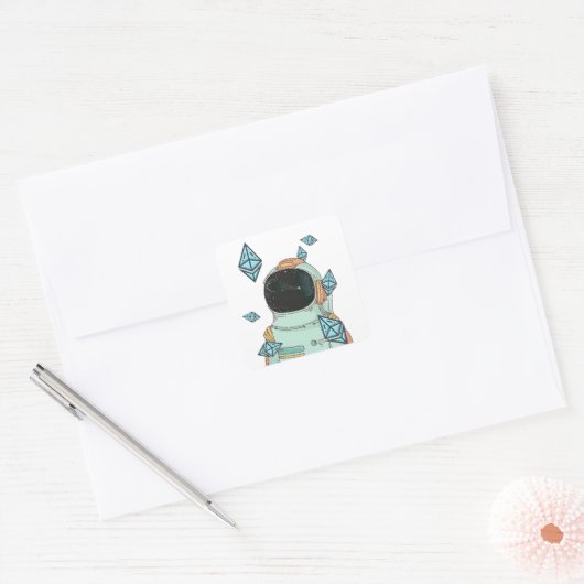 Ätherum zum Mond ETH Space Man Merch Quadratischer Aufkleber (Umschlag)