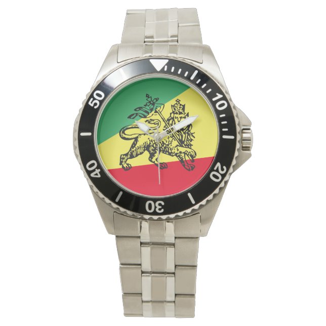 Äthiopia Rasta Löwe von Judah Accessory Äthiopien Armbanduhr (Vorderseite)