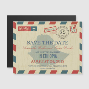 Äthiopien Antike Luftpost Save the Date Magneteinladung