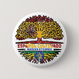 Äthiopien Äthiopien Spanien Tree Roots Flag Button