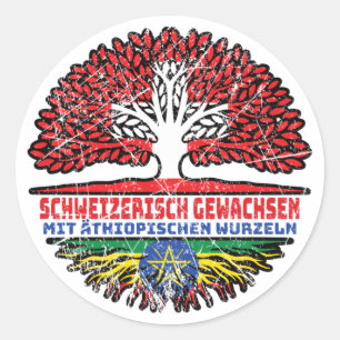Äthiopien Äthiopisch Schweizer Schweiz Baum Wurzel Runder Aufkleber