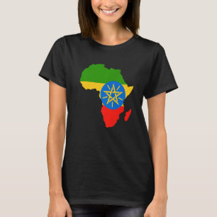 Äthiopien Flag Afrika Kontinentale Silhouette Gesc T-Shirt