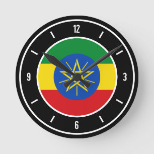 Äthiopien Flag Elegant Runde Wanduhr