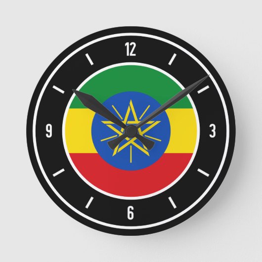 Äthiopien Flag Elegant Runde Wanduhr (Vorderseite)