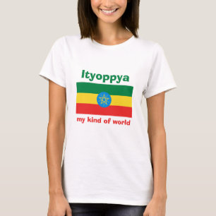 Äthiopien Flagge + Karte + Text T-Shirt