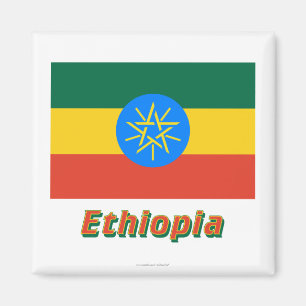 Äthiopien-Flagge mit Namen Magnet