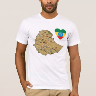Äthiopien Flaggenherz und T - Shirt Karte