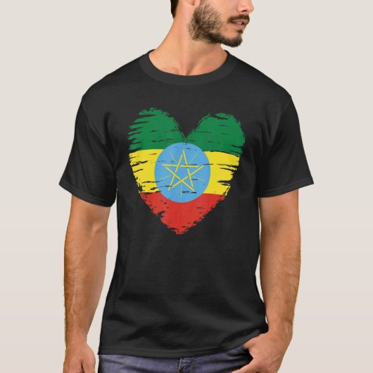 Äthiopien Heart Outfit Äthiopien Herzenflagge I Li T-Shirt (Vorderseite)