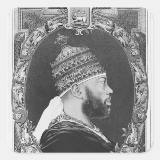 Äthiopien, Menelik II Quadratischer Aufkleber (Vorderseite)