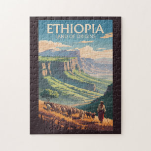 Äthiopien Schäfer Herde Reise Kunst Vintage Puzzle